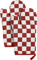 Ohocut Red Checkered Oven Mitts Heat Resistant, Vintage Retro Checkerboard Cute by Ohocut