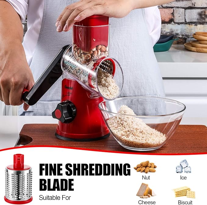 Geedel Rotary Cheese Grater, Kitchen Mandoline Vegetable Slicer - Image 5