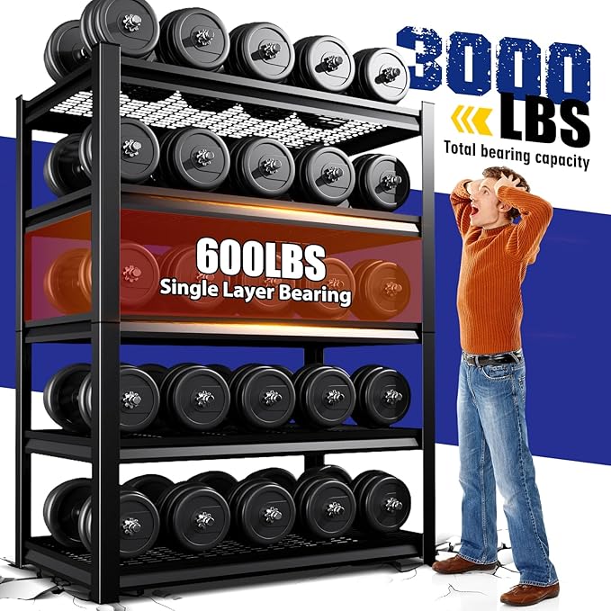 71"H Garage Shelving-3000LBS 5 Tier Storage Shelves, Adjustable Heavy Duty - Image 7