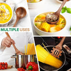 Wooden Spoons for Cooking, Teak Wood Soup Ladle&Slotted Pasta Fork Strainer - Image 6