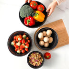 HASENSE Nesting Ceramic Mixing Bowls Set of 4, 2.5/1.5/1.0/0.5 Qt Black & Beige - Image 4
