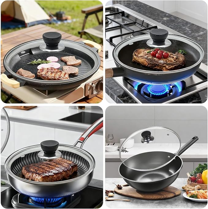 12 Inch Pan Lid, Tempered Glass Cast Iron Lids - Image 6