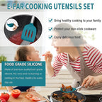 Silicone Cooking Utensils Set, E-far 14-Piece Blue Kitchen Utensils Set - Image 5