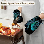 Oven Mitts and Pot Holders Green Octopus Silicone Kitchen Accessories Set of 4 - Image 6