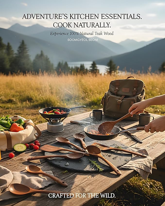 6-Piece Natural Teak Wood Utensil Set - Image 8