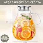 Glass Pitcher with Lid, 88 Ounces -2500ml with Precise Scale Line, Hot/Cold - Image 4