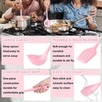 E-far Pink Silicone Cooking Utensils Set, 10-Piece Kitchen Utensil Set - Image 4