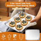 E-far Small Baking Sheet Set of 4, 10.5”x8.3” Stainless Steel Cookie Sheets Pans - Image 6