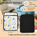 Blue and Yellow Floral Oven Mitts Set, Pot Holders - Image 2