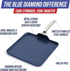 Blue Diamond 11" Nonstick Square Griddle Pan, Non Toxic PFAS-Free Diamond - Image 4
