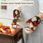 Oven Mitts and Pot Holders White Red Flower Silicone Kitchen Accessories Set of - Image 6