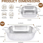 Gulex Colander Stainless Steel 3-Quart, Square Metal Strainers, Strainer - Image 2