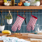 KitchenAid Gingham Oven Mitt 2-Pack Set, Passion Red - Image 2