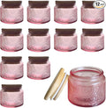4 oz Pink Mini Glass Jars with Airtight Bamboo Lids 12 pack, Decorative Small by LINGSHINE