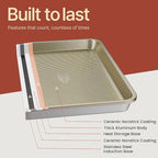 Diamond Bottom Cookie Sheet Set of 2, Nonstick Gold Carbon Steel Baking Pans - Image 9