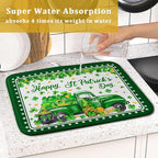 Shamrock Gnome Truck Dish Drying Mat Lucky Clover Dish Drainer Mat 16x18 inch - Image 7