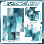 Bencailor 6 Pcs Teal Kitchen Accessories Teal Kitchen Towels Pot Holders and - Image 3