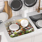 Winter Dish Drying Mat for Kitchen Counter 16x18 Inch Red Birds Cardinal Tree - Image 6