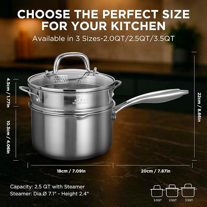 Tri-Ply Stainless Steel Sauce Pan - Image 2
