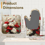 Oven Mitts and Pot Holders White Red Flower Silicone Kitchen Accessories Set of - Image 2