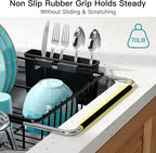 Dish Drying Rack Over the Sink In Stainless Steel Black Expandable Drainer - Image 8