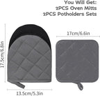 Oven Mitts and Pot Holders Set, Heat Resistant Silicone Kitchen Mini Oven - Image 2