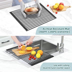 Ohuhu Over The Sink Dish Drying Rack, 20.5" W x 13.1" L Rolling Dish Drainer - Image 4