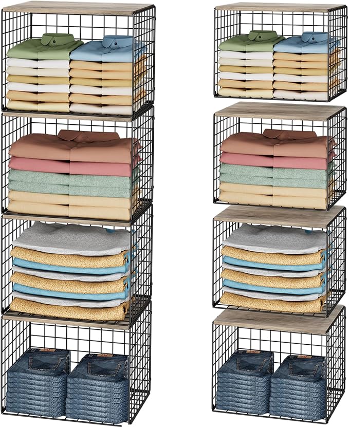 4PCS Wider Closet Organizers and Storage, Stackable Closet Shelf Organizer by Cidaziya