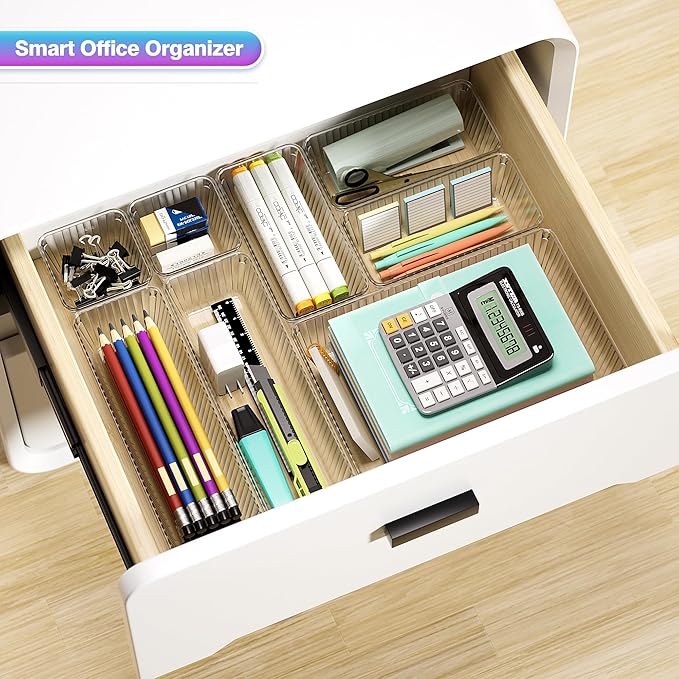15 PCS Clear Plastic Drawer Organizer Set - Image 6