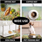 Spring Floral Dish Drying Mat for Kitchen Counter 16x18 Inch Sage Green Wild - Image 7