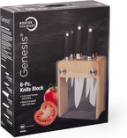 Mercer Culinary M20050 Genesis 6-Piece Wood / Glass Knife Block Set - Image 2