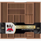 TIOPGHAD Bamboo-Silverware-Drawer-Organizer-Kitchen, Expandable Utensil Holder - Image 8