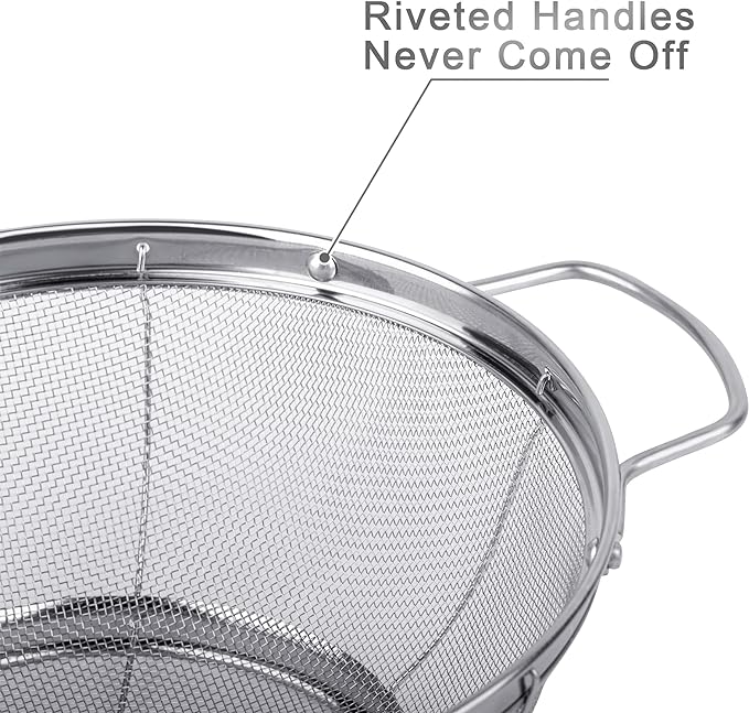 3 Pack 18/8 Stainless Steel Colander Sieves, Mesh Strainer Net Baskets - Image 3
