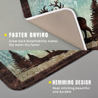 Giwawa Retro Deer Forest Cabin Silhouette Dish Drying Mat Countertop 16x18 Fall - Image 3