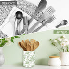 JarThenaAMCS Green Floral Ceramic Utensil Holder Vintage Flower Butterfly - Image 4