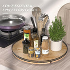 24" Lazy Susan Oak Wood Turntable Organizer - Image 2