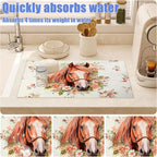 Horse Flower Dish Drying Mat for Kitchen Counter Drying Pad Absorbent - Image 4