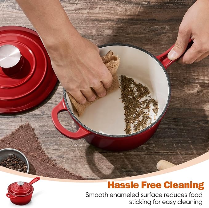 Homikit 1 QT & 2 QT Saucepan Set, Enameled Cast Iron Saucepan - Image 8