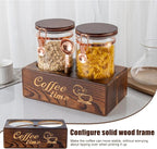 Glass Coffee Canister Set with Torched Wood Shelf, 2 Pack 45oz Airtight Storage - Image 6