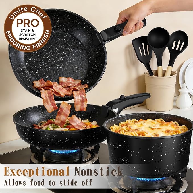 Umite Chef 21Pcs Pots and Pans Set Non Stick, Nonstick Cookware Sets Detachable - Image 4