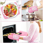 GROBRO7 6Pcs Cotton Oven Mitts Pot Holders Funny Women Resistant Hot Pads - Image 6