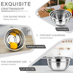 HaWare Mixing Bowls with Airtight Lids, 6-Piece Stainless Steel Salad Bowls - Image 4