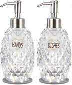 MALACHI Soap Dispenser Set, Crystal-Textured Diamond Glass by MALACHI