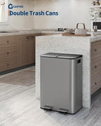 Garvee Double Trash Can, 2 x 8 gal Garbage Can - Image 2