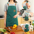 Tosewever Canvas Cross Back Chef Cotton Aprons - Image 4