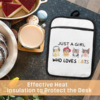 Cat Pot Holders with Pockets, Just a Girl Who Loves Cats Oven Pot Holders Heat - Image 4