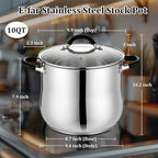 E-far 10 Quart Stock Pot, Stainless Steel Pot - Image 2
