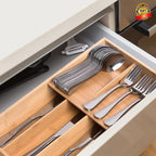 guiogc Bamboo Silverware Organizer, Kitchen Silverware Drawer Organizer - Image 7