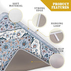 Boho Flower Dish Drying Mat Blue Bohemian Dishes Drainer Rack Mat 18x24 Inch - Image 4