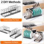 MUDEELA Expandable Pots and Pans Organizer Rack under Cabinet, Pots Lid - Image 5